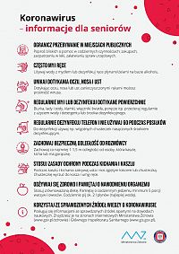 Foto: Materiały edukacyjne skierowane do seniorów dotyczące zasad profilaktycznych związanych z koronawirusem